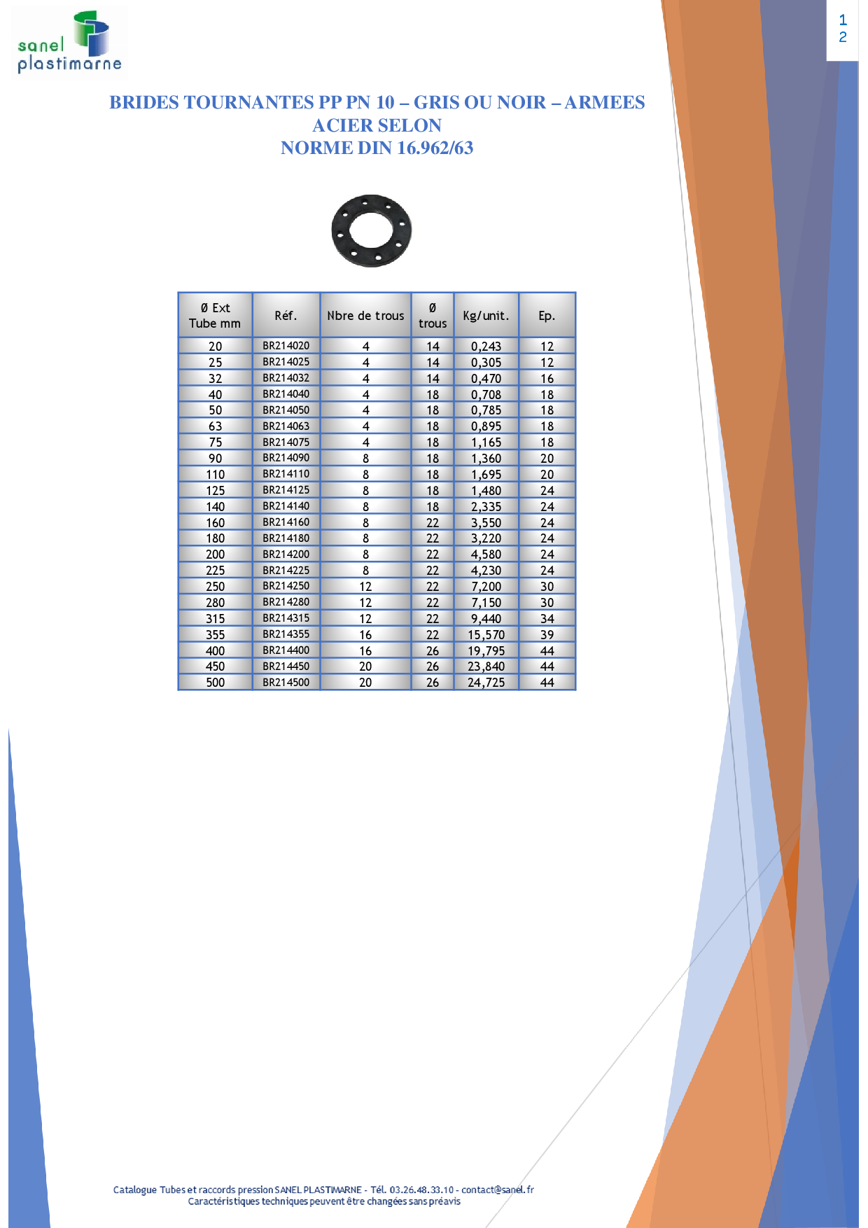 bride tournante pp PN10